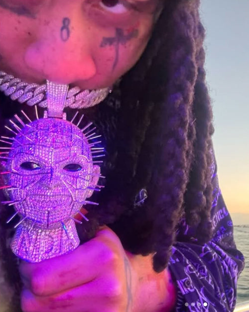 trippie redd wearing icecartel custom diamond pendant