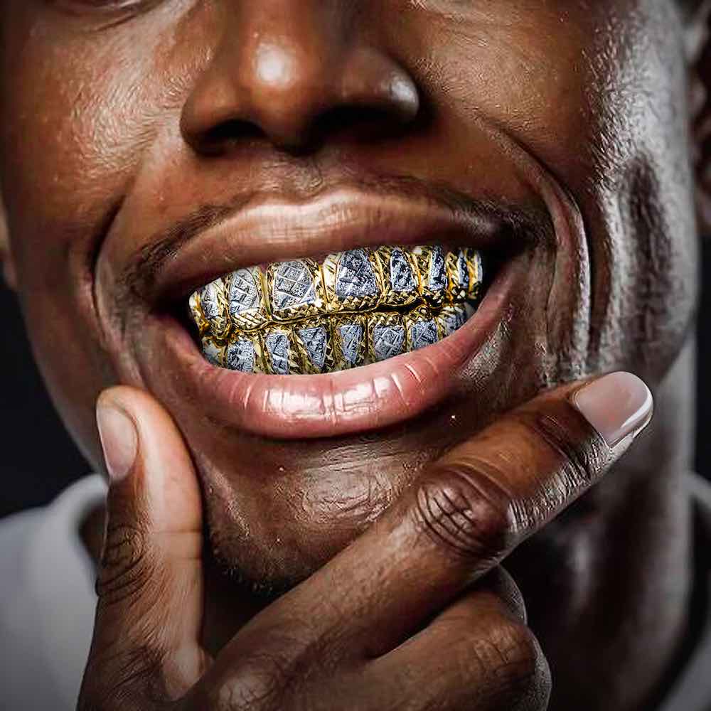 Two tone diamond cut grillz model