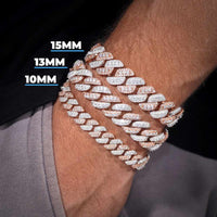 Two Tone Pointer Cuban Link Bracelet Hand Model