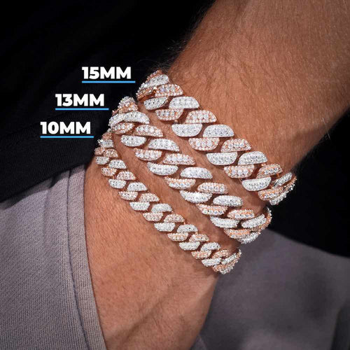 Two Tone Pointer Cuban Link Bracelet Hand Model