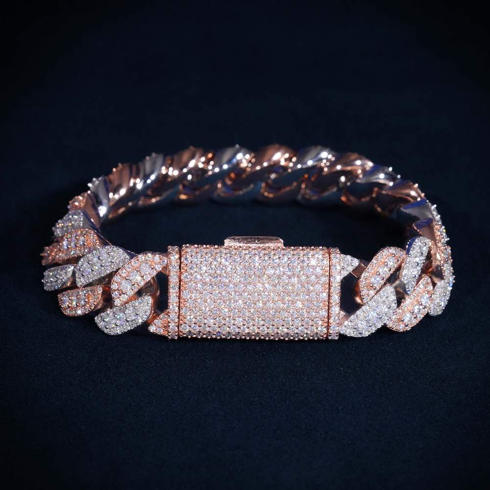 Two Tone Pointer Cuban Link Bracelet Backside