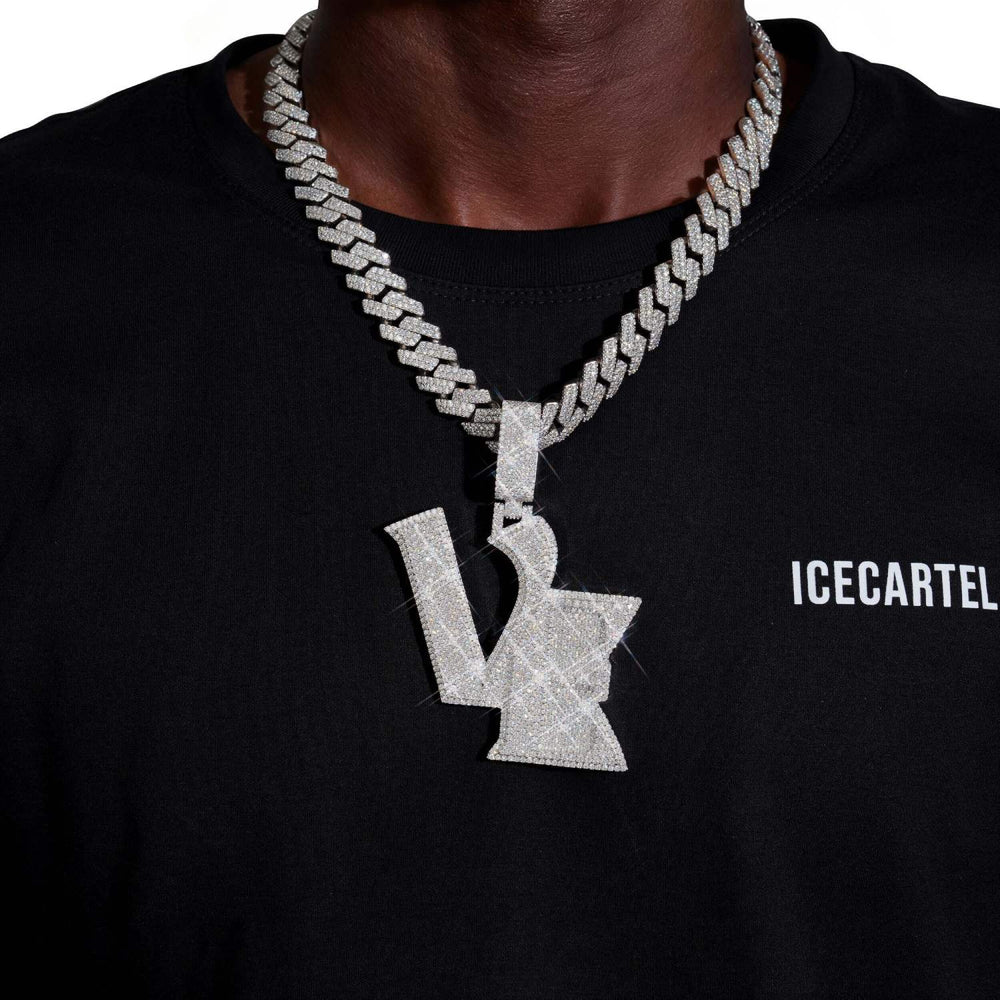 ve moissanite custom name pendant 14k gold ICECARTEL model