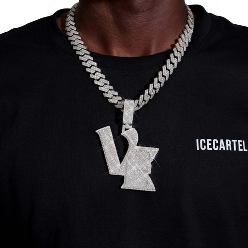 ve moissanite custom name pendant 14k gold ICECARTEL model