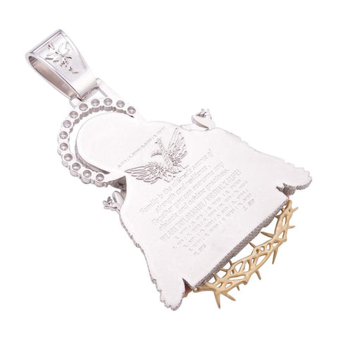 Virgin Mary Custom Two Tone Pendant White backside