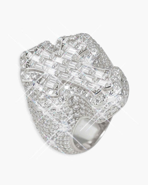 vvs fleur cross ring 14k gold icecartel side