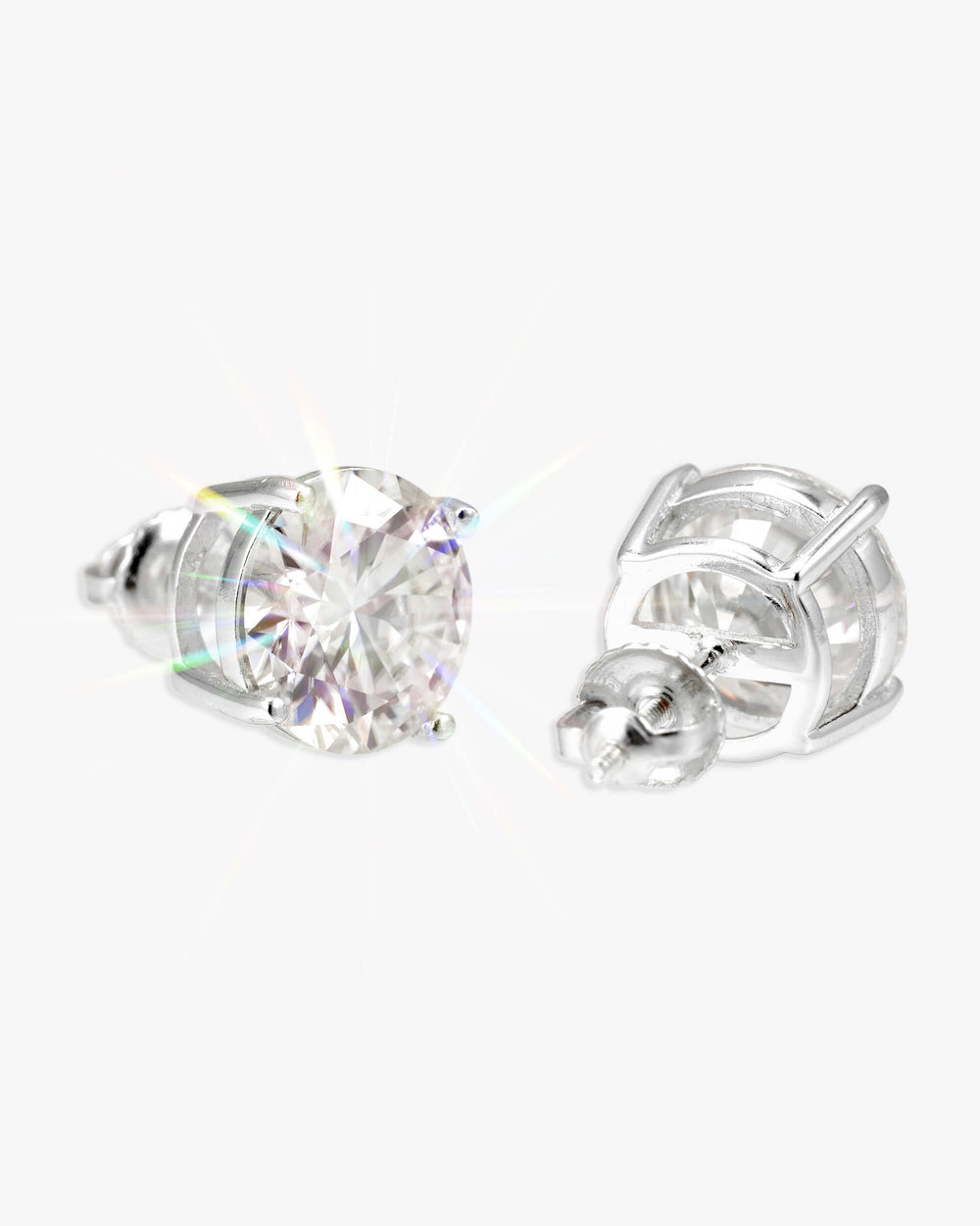 VVS Moissanite Stud Earrings (ALL SIZES) - White Gold 10mm