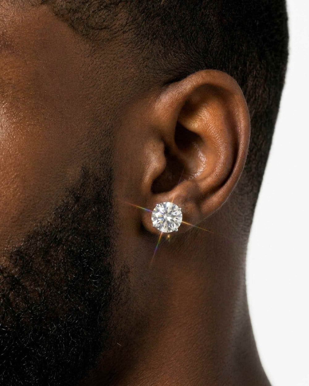 VVS Moissanite Stud Earrings (ALL SIZES) - White Gold 10mm