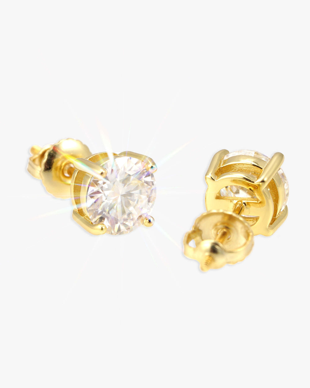 VVS Moissanite Stud Earrings (ALL SIZES) - Yellow Gold 5mm