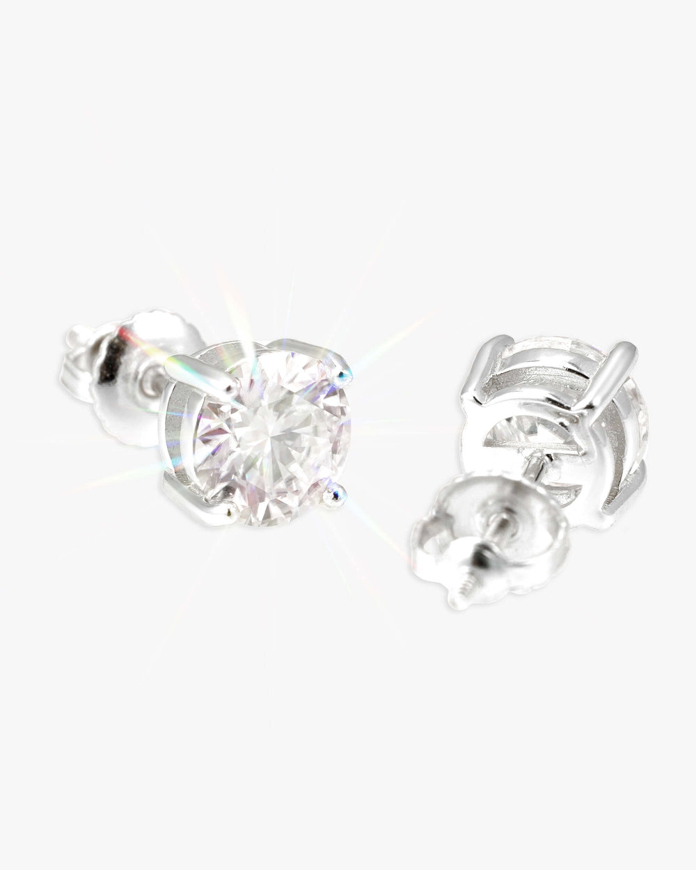 VVS Moissanite Stud Earrings (ALL SIZES) - White Gold 7mm