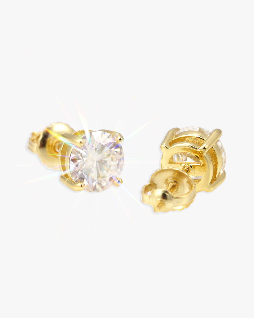 VVS Moissanite Stud Earrings (ALL SIZES) - Yellow Gold 7mm