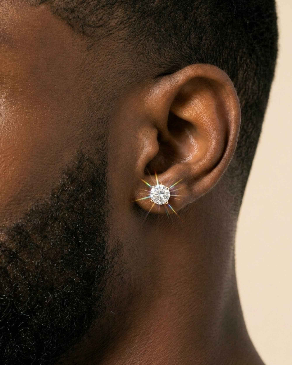 vvs moissanite stud earrings 7mm yellow gold model