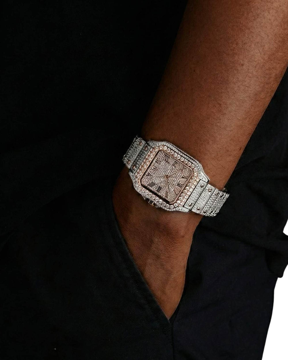 vvs moissanite watch 14k rose gold model icecartel