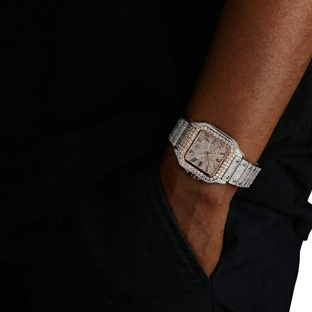 vvs moissanite watch 14k rose gold model icecartel