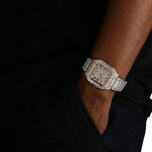 vvs moissanite watch 14k rose gold model icecartel