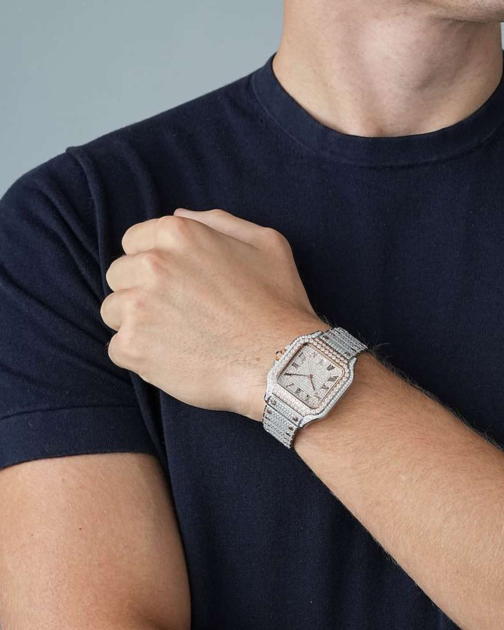 vvs moissanite watch 14k rose gold model