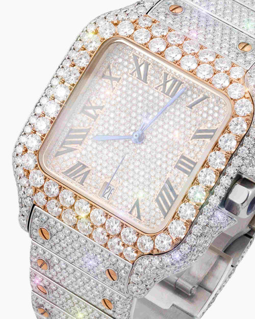 vvs moissanite watch rose gold white background px new close