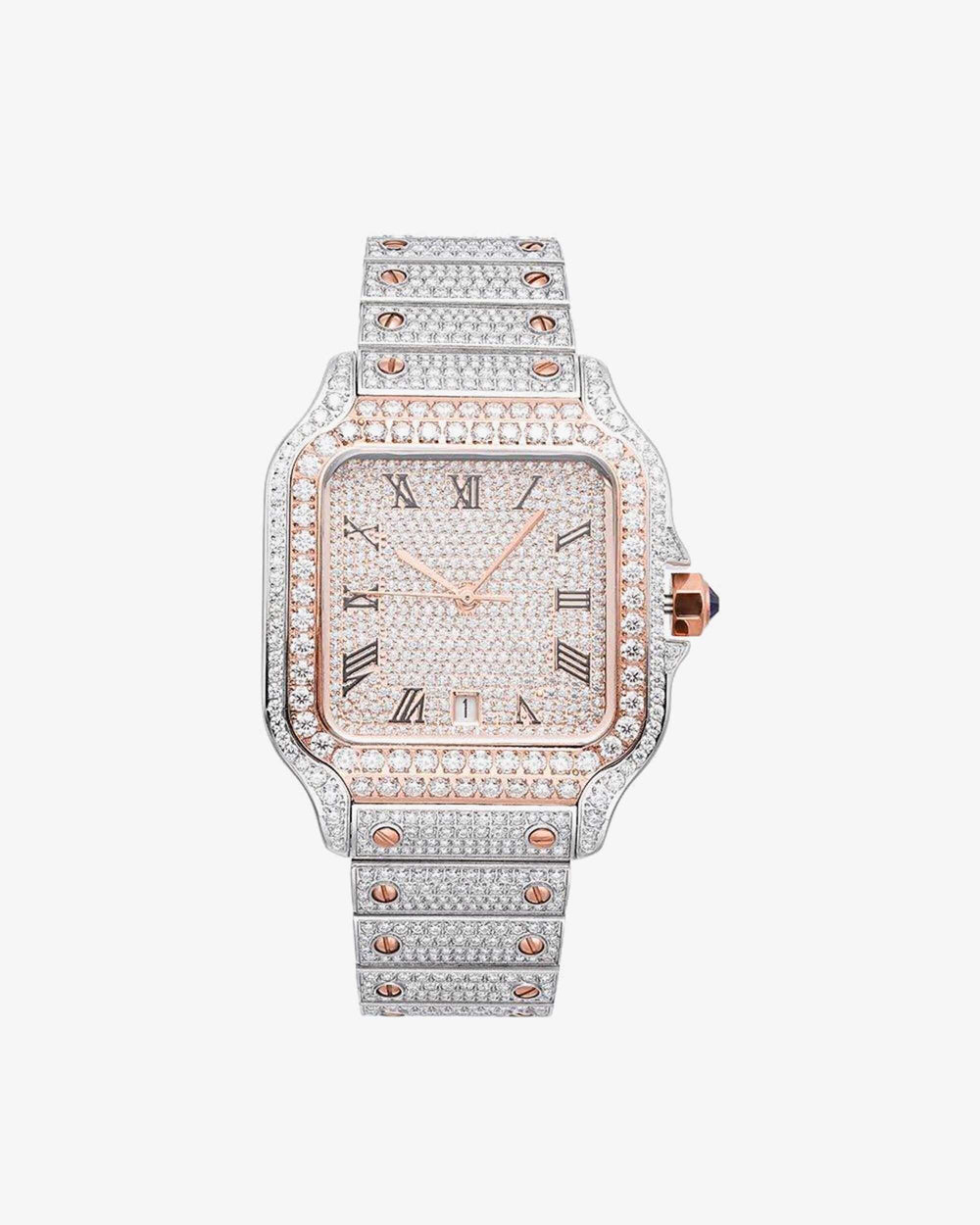 vvs moissanite watch rose gold white background px