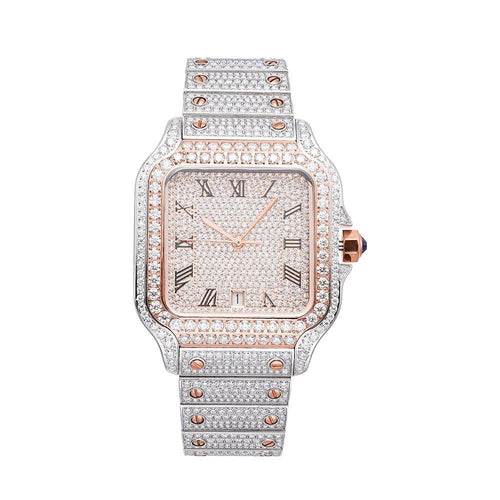 vvs moissanite watch 14k rose gold white background