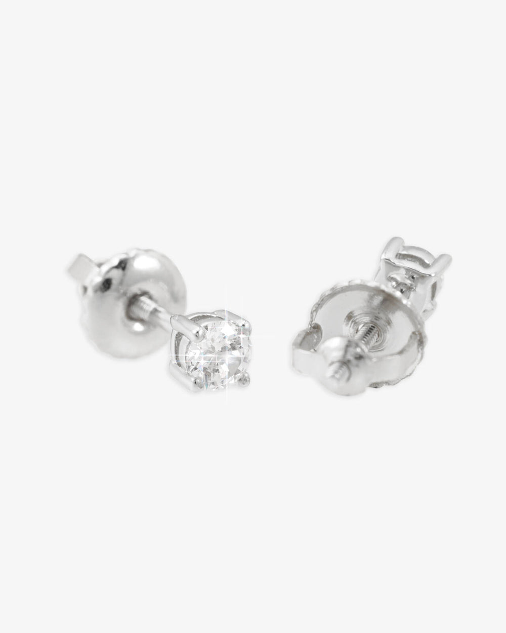 VVS Stud Earrings 14K Gold (ALL SIZES) - White Gold 3MM