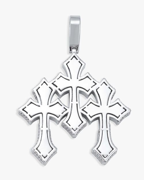 vvs triple cross pendant 14k gold icecartel back