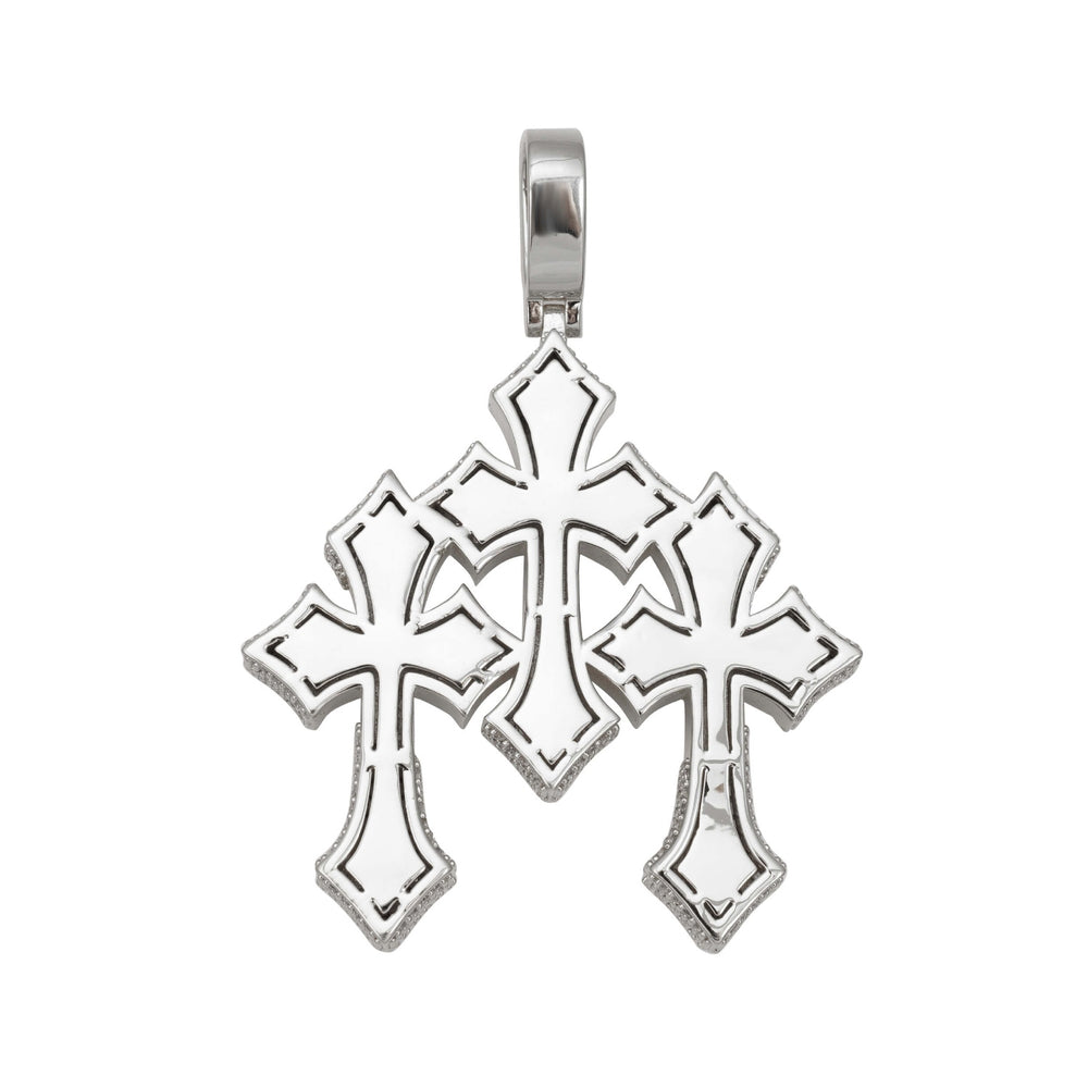 vvs triple cross pendant 14k gold icecartel white back