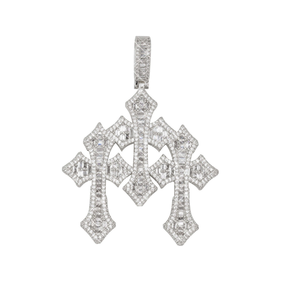 vvs triple cross pendant 14k gold icecartel white