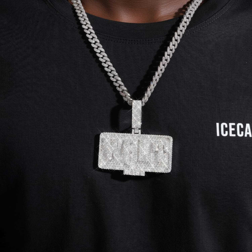 walt custom moissanite name pendant 14k gold ICECARTEL model1