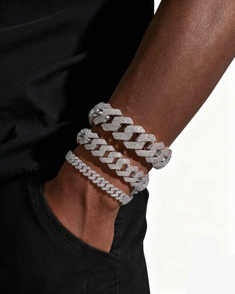 white gold vvs cuban link bracelet all sizes new pocket