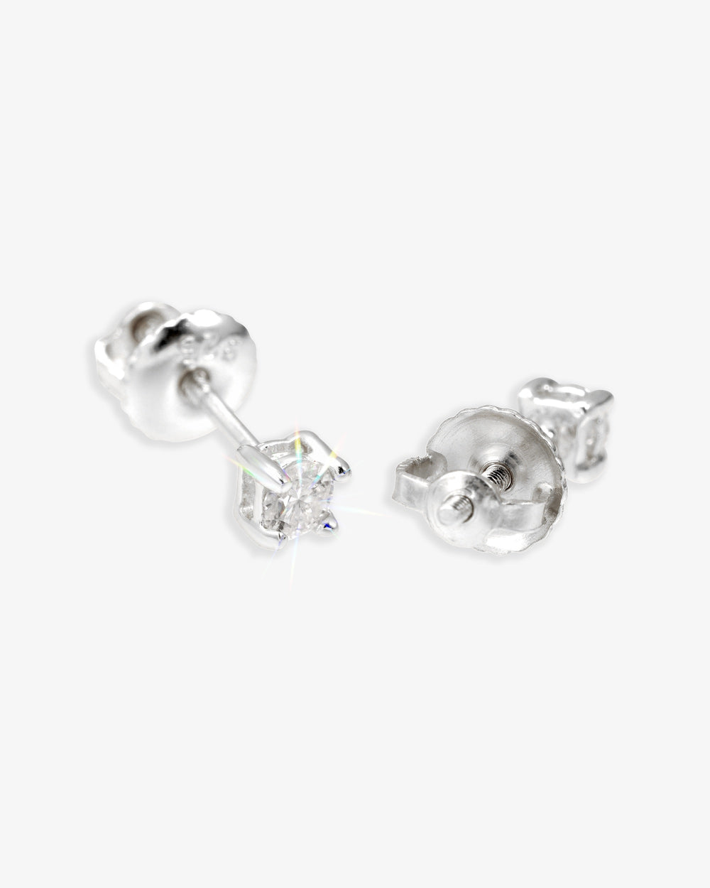 VVS Stud Earrings 14K Gold (ALL SIZES) - White Gold 3MM