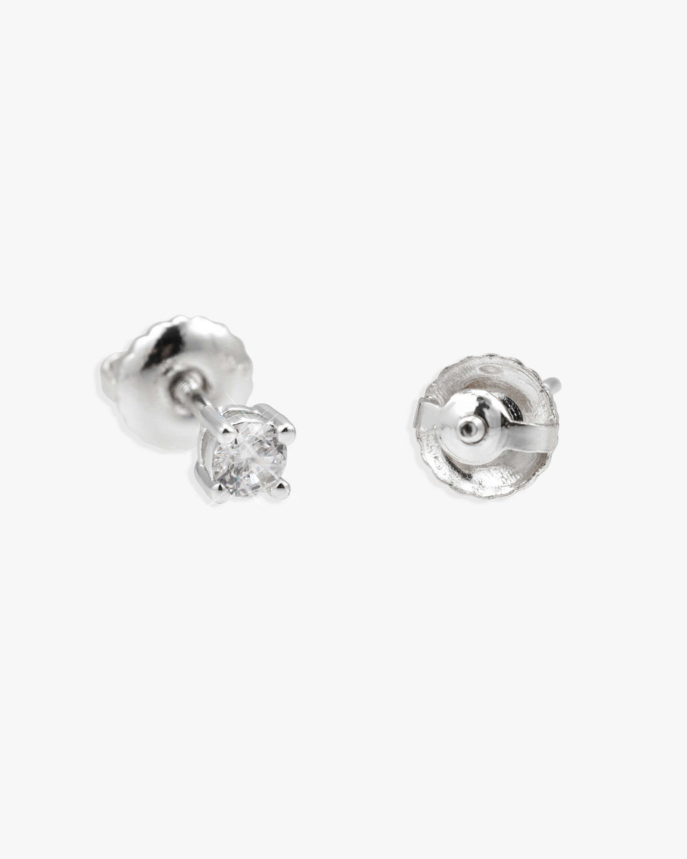 VVS Stud Earrings 14K Gold (ALL SIZES) - White Gold 3MM