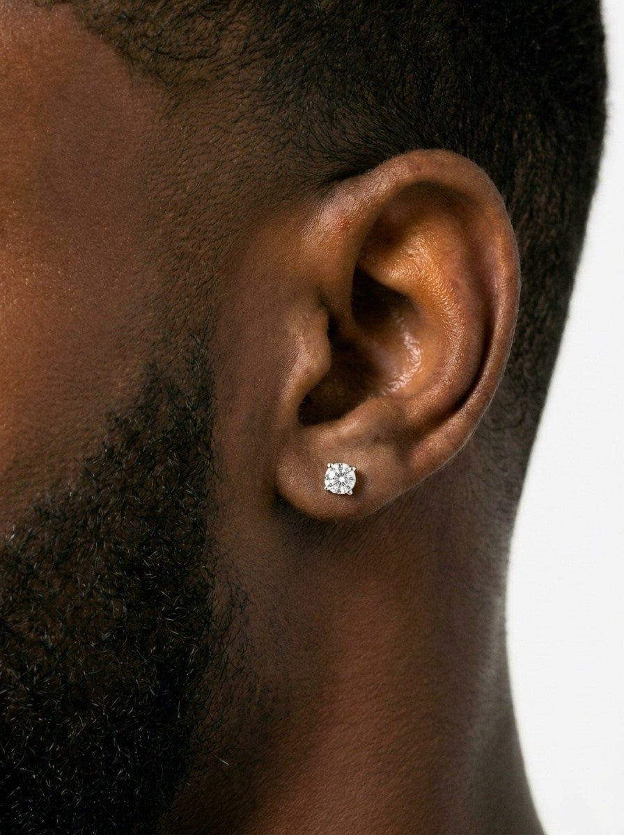 VVS Stud Earrings 14K Gold (ALL SIZES) - White Gold 3MM