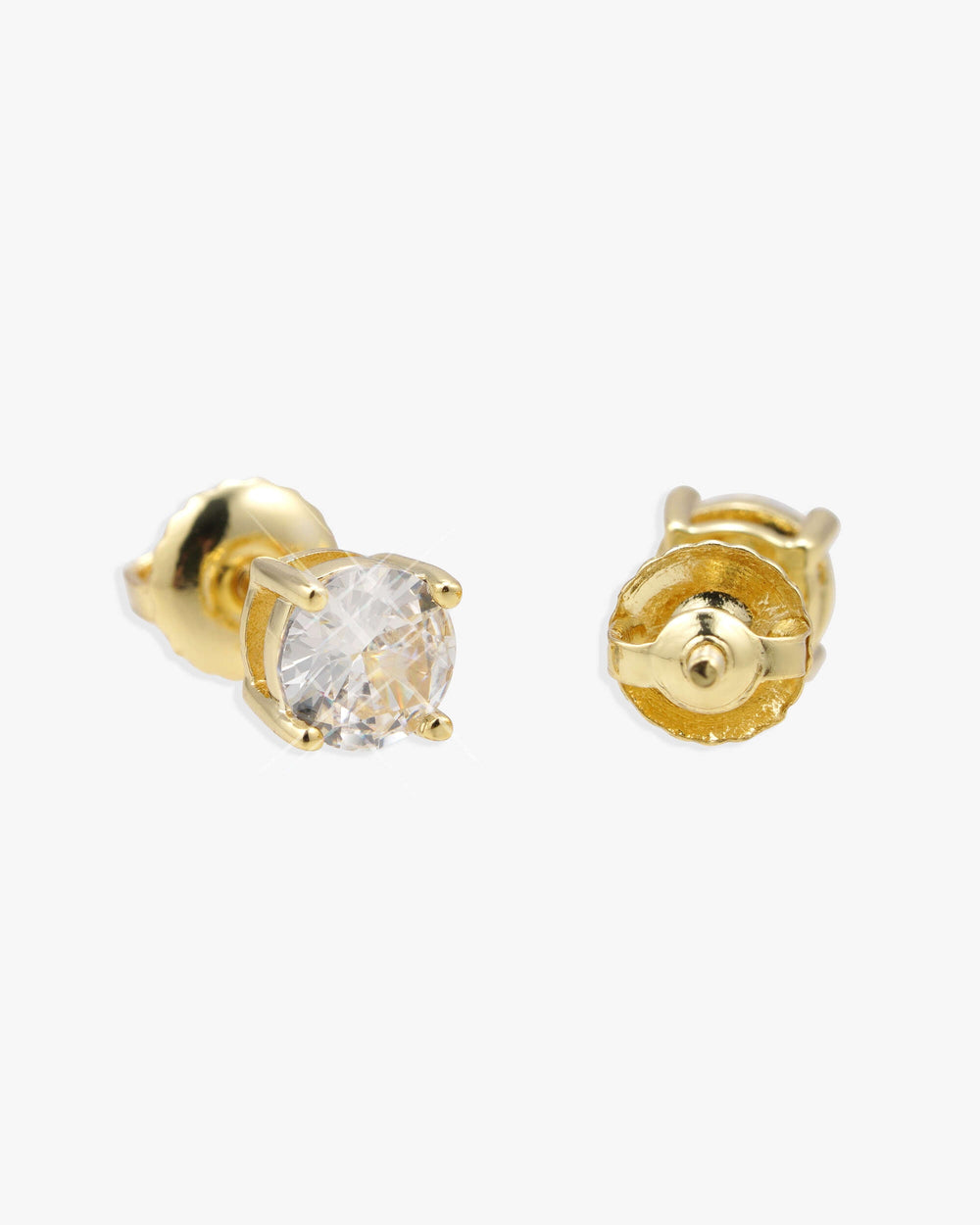 VVS Stud Earrings 14K Gold (ALL SIZES) - Yellow Gold 5MM