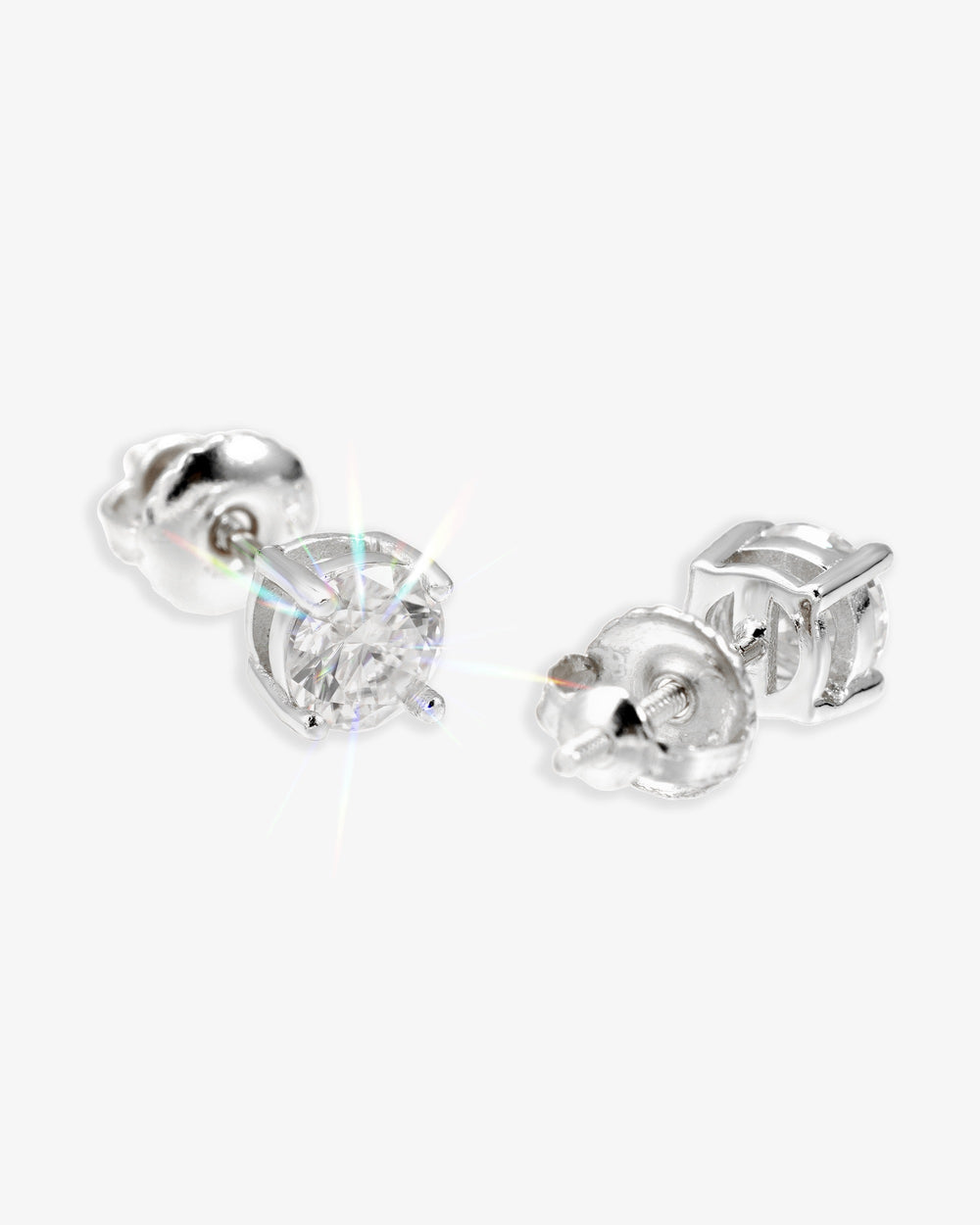 VVS Stud Earrings 14K Gold (ALL SIZES) - White Gold 5MM