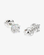 VVS Stud Earrings 14K Gold (ALL SIZES) - White Gold 5MM