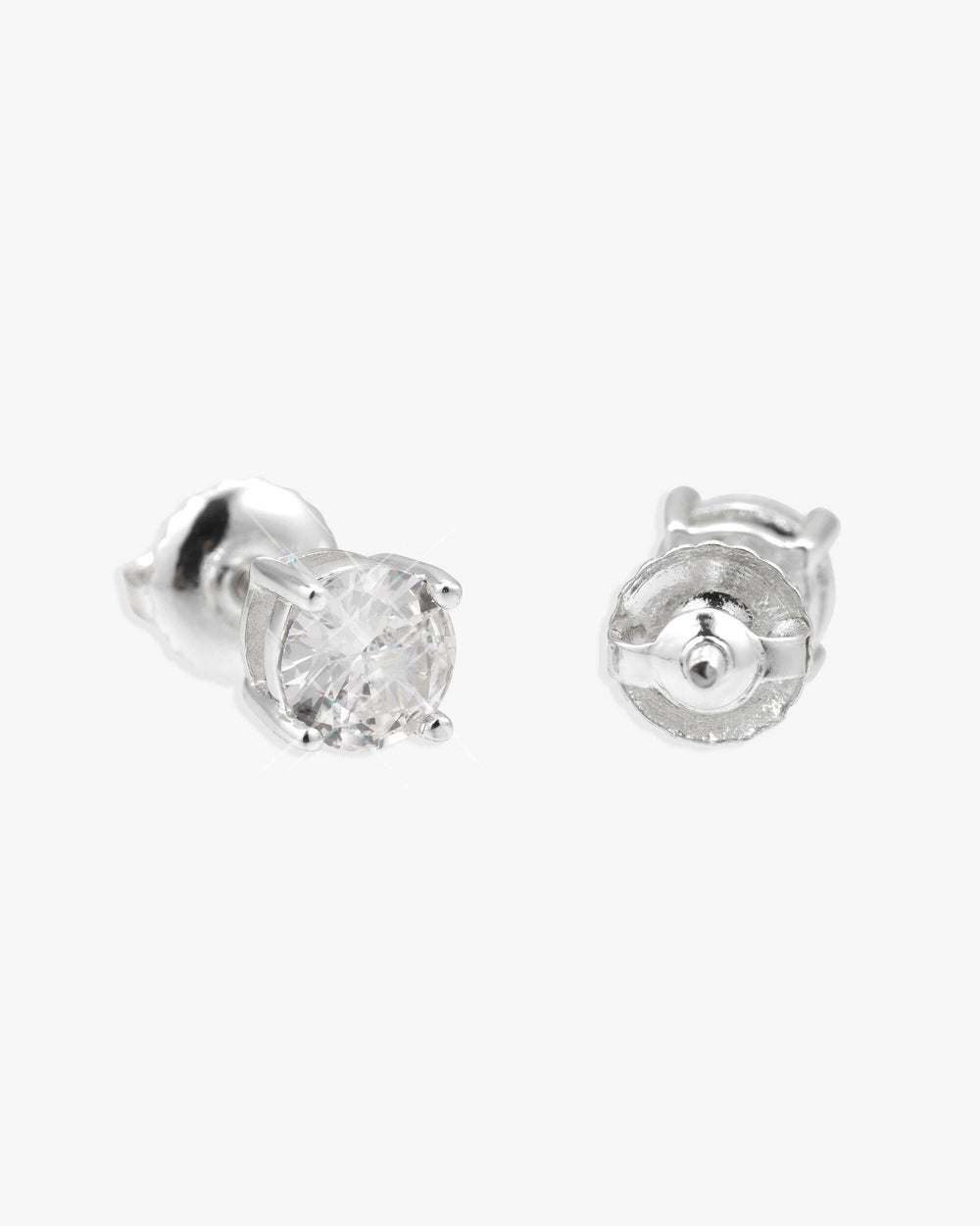 VVS Stud Earrings 14K Gold (ALL SIZES) - White Gold 5MM