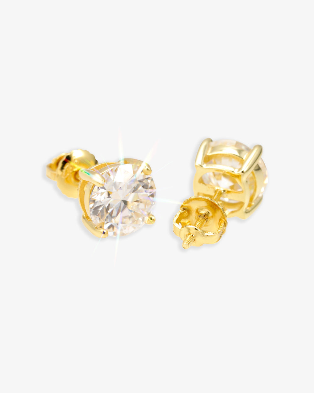 VVS Stud Earrings 14K Gold (ALL SIZES) - Yellow Gold 8MM