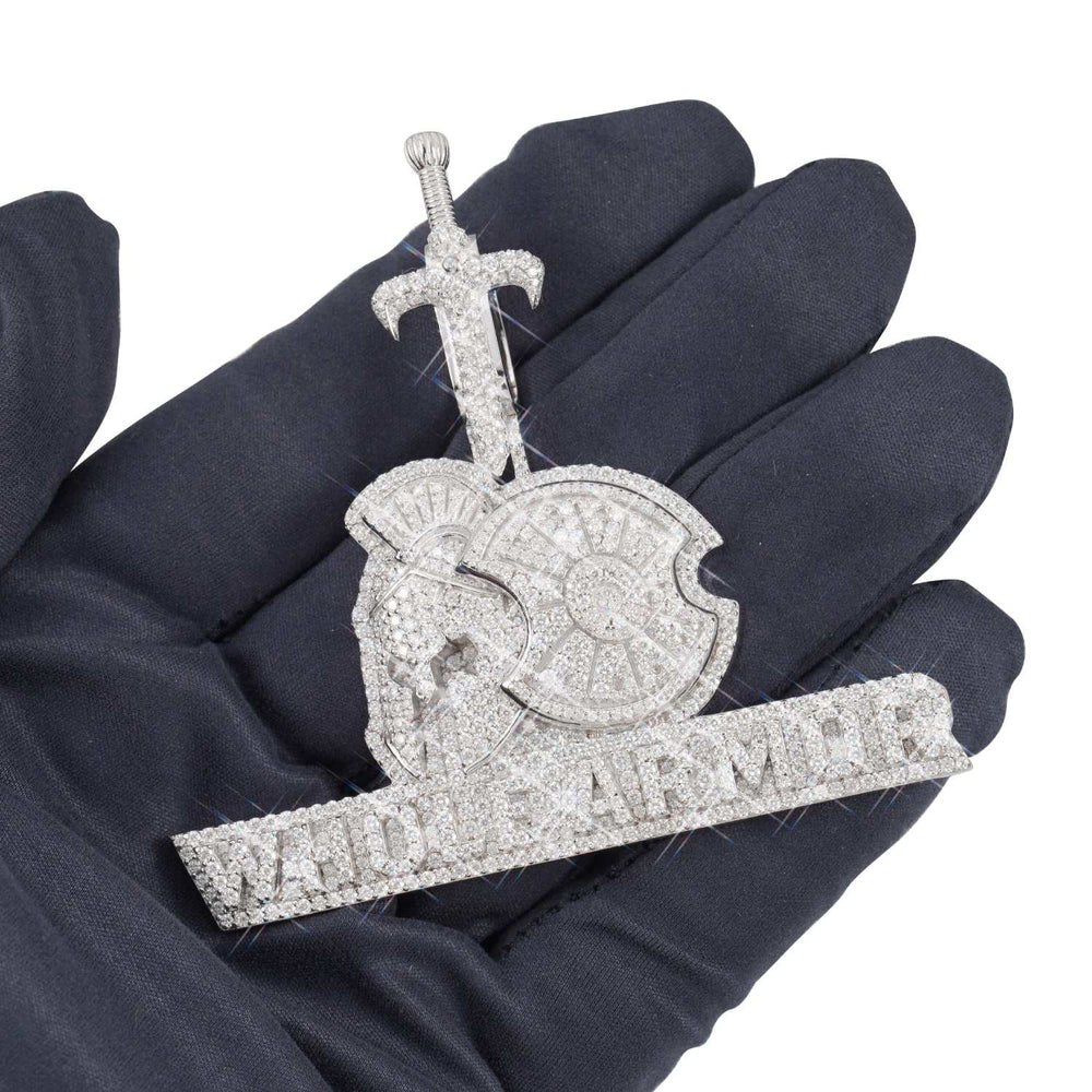 whole armor custom logo moissanite pendant 14k gold ICECARTEL hand