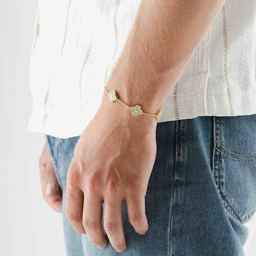 Gelbgold Achat Vier-Blatt-Armband