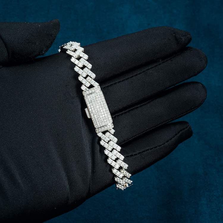 10mm moissanite miami cuban link bracelet mens ice diamond hip hop hand