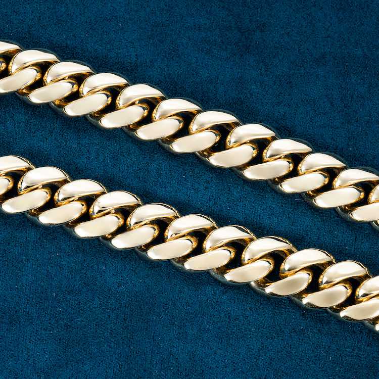 12mm moissanite solid gold chain necklace lobster clasp link