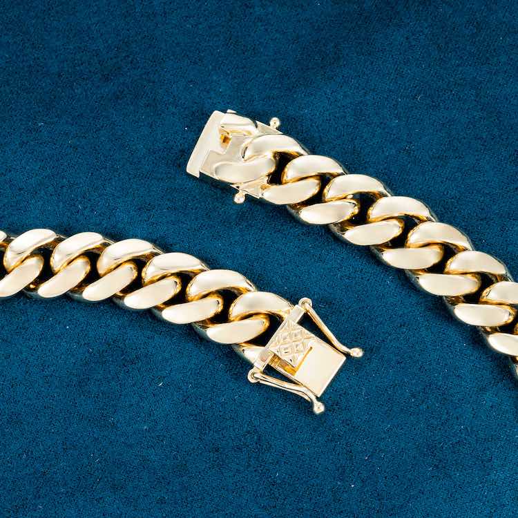 12mm moissanite solid gold chain necklace lobster clasp