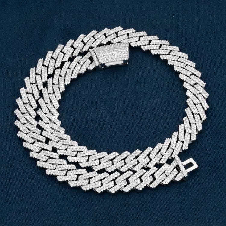 13mm moissanite cuban link chain necklace white gold iced out 925 silver full