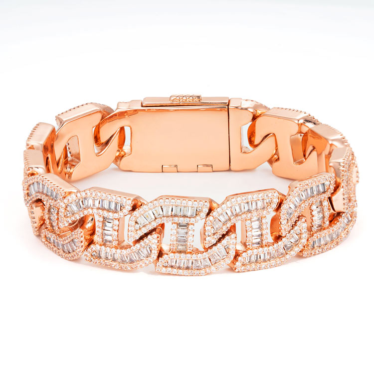 15mm mariner link bracelet rose gold moissanite diamond white