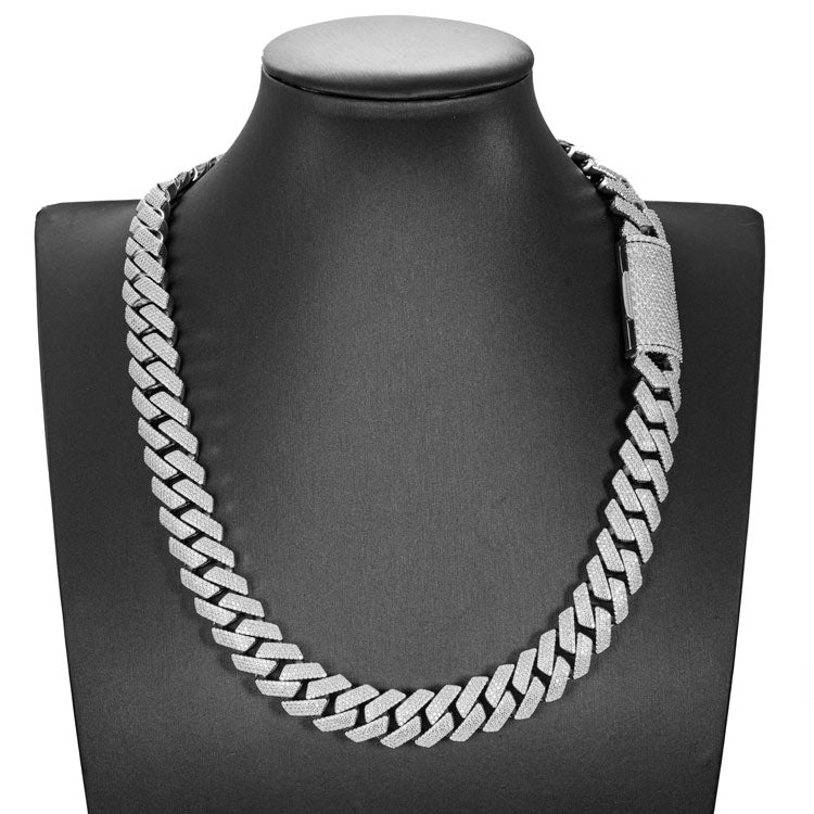 15mm moissanite iced out cuban link chain necklace white gold mannequin