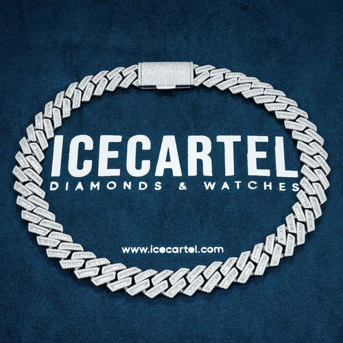 18mm Moissanit Baguette kubanische Gliederkette Halskette Eis Samt
