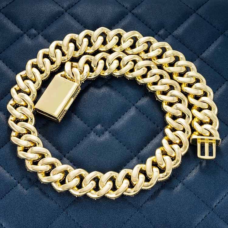 20mm moissanite yellow gold 14k vvs diamonds miami cuban link chain for men backside