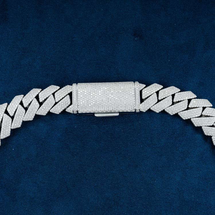 20mm vvs moissanite diamond cuban link chain necklace for men white gold iced out closed