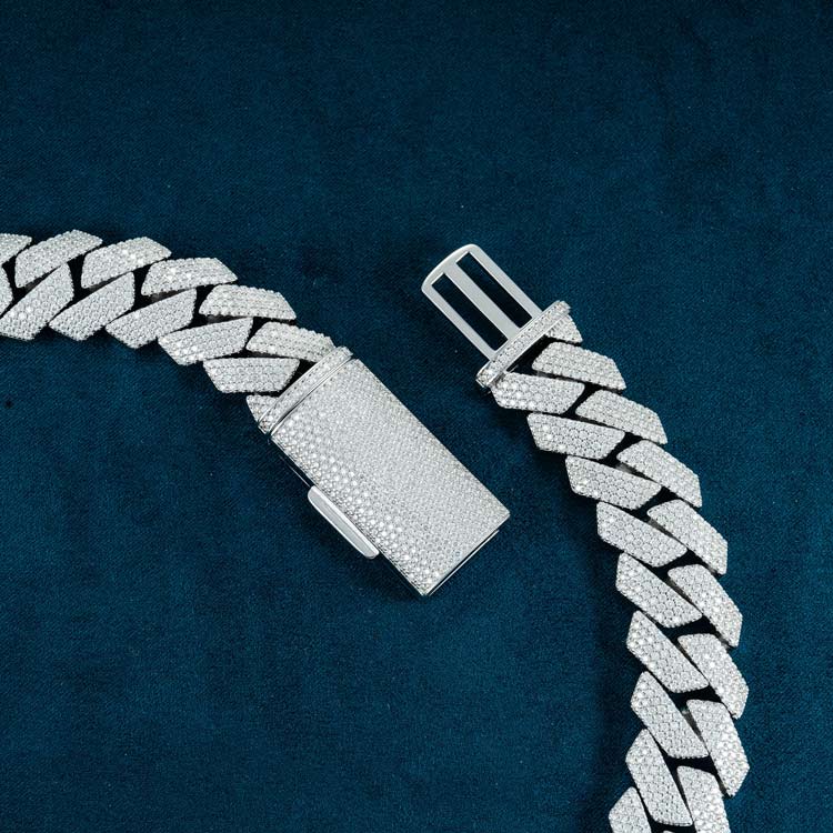 20mm vvs moissanite diamond cuban link chain necklace for men white gold iced out connection
