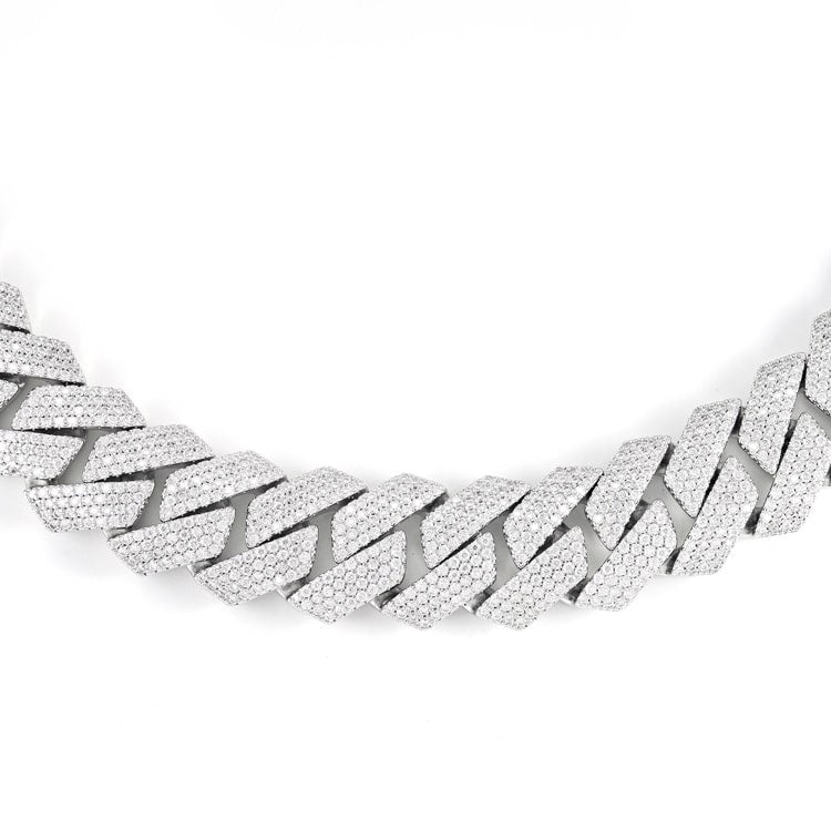 20mm vvs moissanite diamond cuban link chain necklace for men white gold iced out white