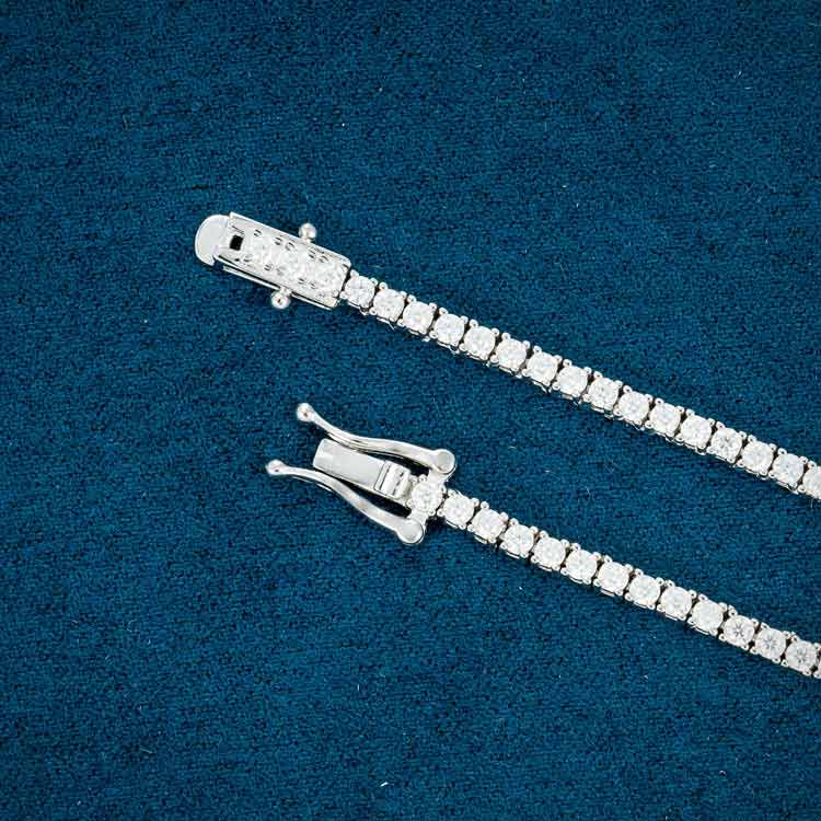 2mm moissanite tennis necklace chain white gold diamond for men clasp